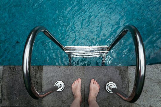 Looking Down From the Edge of a Refreshing Swimming Pool