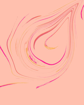 Abstract pastel liquid marble background with pink and yellow fluid swirl for wallpaper or background