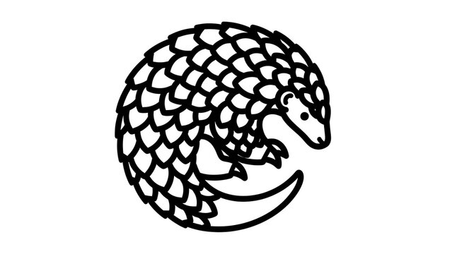 Pangolin curled up in circular shape.