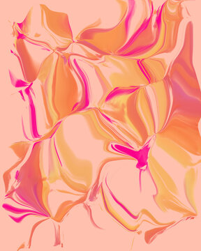 Abstract pastel liquid marble background with pink and yellow fluid swirl for wallpaper or background