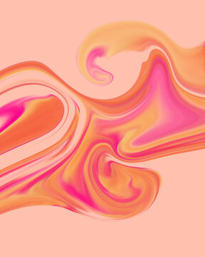 Abstract pastel liquid marble background with pink and yellow fluid swirl for wallpaper or background