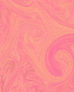 Abstract pastel liquid marble background with pink and yellow fluid swirl for wallpaper or background