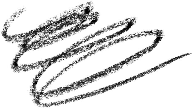 Abstract Zigzag Strokes &ndash; Black Textured Charcoal Lines on White Background