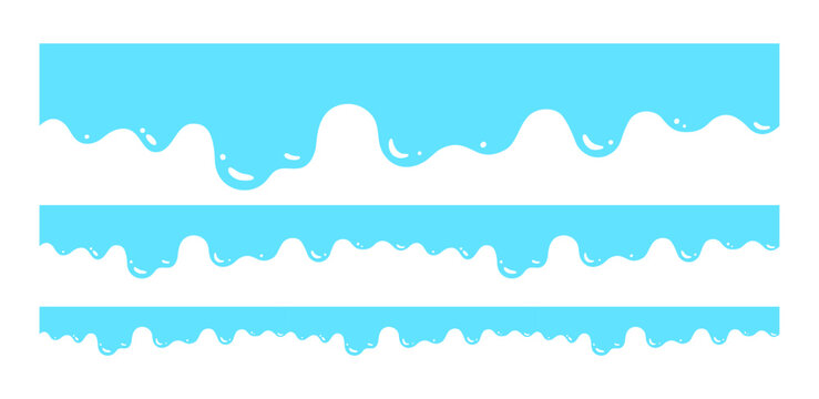 Waves sea ocean website divider set. Abstract wavy borders and flowing curve shapes. Header and footer separators featuring smooth graph, drops and fluid elements modern element graphic cartoon style