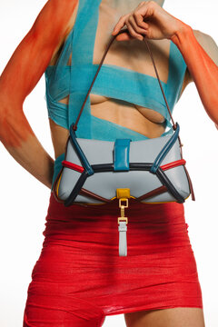 Colorful Geometric Bag With Wrapped Straps