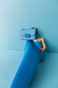 Blue Fashion Pose With Shoulder Bag
