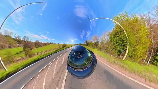 British Rural Car Travel Between Luton And Stevenage Via Country Road. Ultra Wide Angle Special Time Lapse Footage of Car Travel on British Country Road and Highways of England. 6th April, 2026