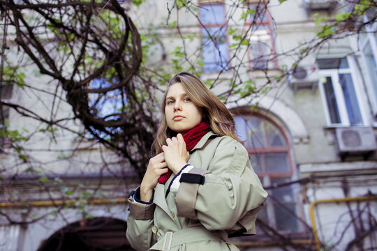 a woman walking in the city