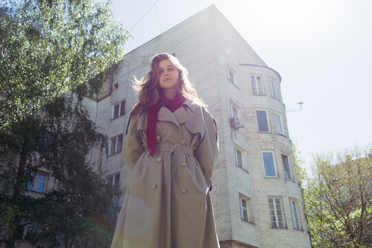 a woman walking in the city