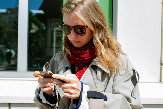 a woman walking in the city