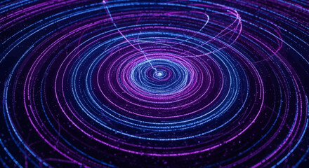 Abstract Digital Vortex of Glowing Blue and Purple Particle Rings © iconic Lena