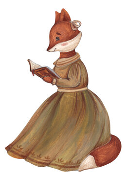 A fox reading a book