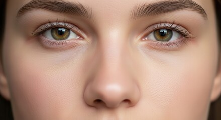 Naklejka premium Intricate close-up of a youthful human face highlighting striking eyes and clear, natural skin