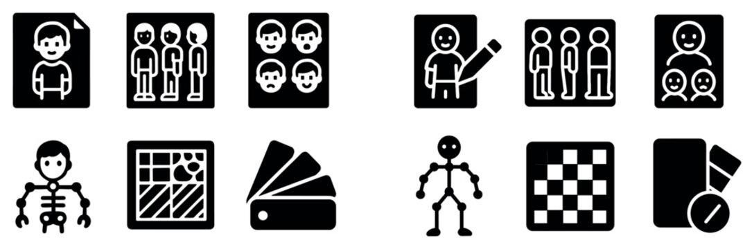 Personnel icons with profile group mannequin bold