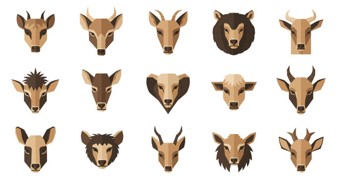 Various Animal Heads Display.