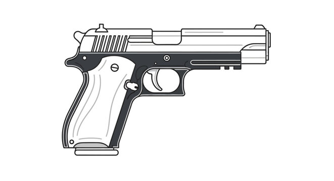 Handgun Side View Illustration.