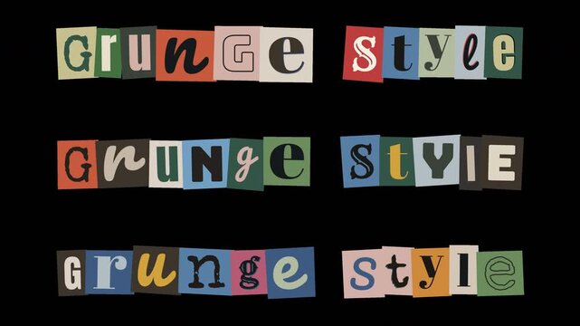 Grunge Style Ransom Note Text Animation with Boiling Effect on Black Background