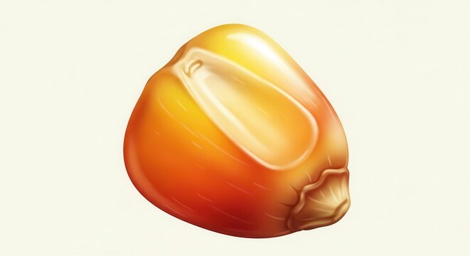 Vibrant illustration of a single golden corn kernel isolated on a clean background perfect for