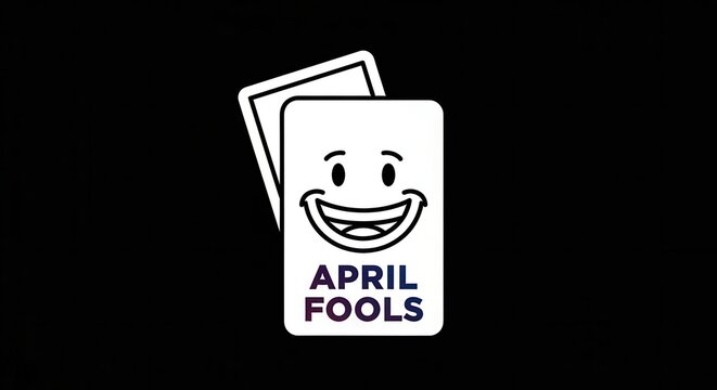 Smiling cartoon card design for April Fools Day celebration with playful prankster humor and