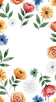 Colorful flowers and leaves arrangement.