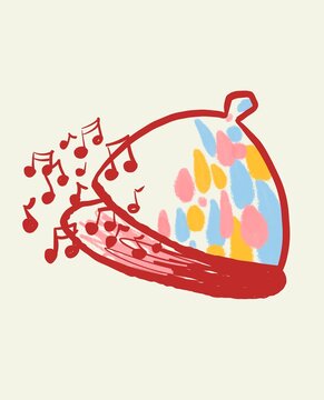 musical notes coming out of colorful dome