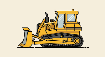 Yellow Bulldozer Construction Equipment Machine. © mak