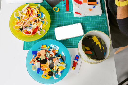 Colorful Crafting Materials Workspace