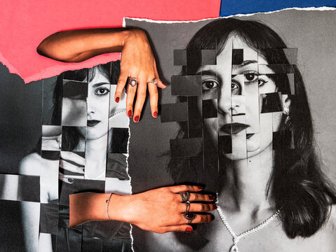 Analog Woman mixed media collage