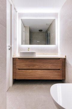Backlit Mirror Bathroom Interior