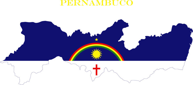 Pernambuco Map Flag Brazil State National Vector Outline Art
