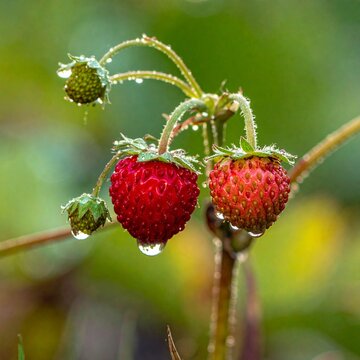 strawberries with dew drops

