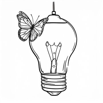 butterfly sketch on a lamp