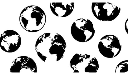 Obraz premium World Globe Icon Set with Earth Map Silhouettes Showing Different Continents for Global Design, Geography Illustration, International Concepts and Planet Symbols