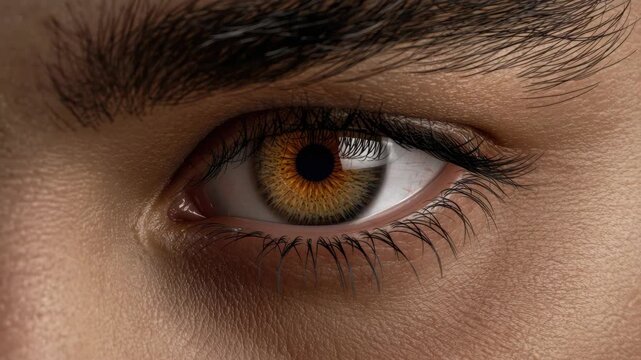 Closed eye eyelid eyelash eyebrow skin close up portrait golden brown eye detailed iris textured