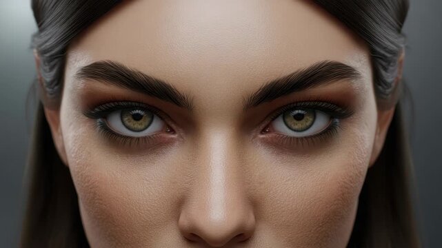 Green eye close up portrait eyebrow skin texture eye makeup intense gaze textured skin dramatic