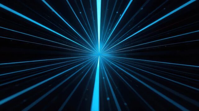 Blue radial light burst streak convergence radiating toward bright center with energetic futuristic