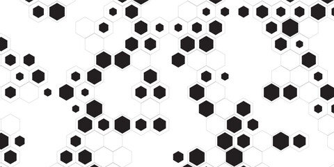Fototapeta premium abstract black outline bee honeycomb vector background.