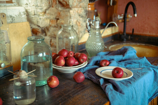 apples on the kitchen table
