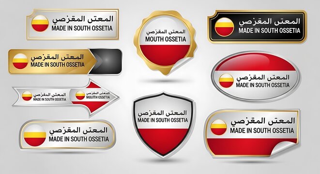 Set of various shapes of south ossetia made badges and labels designs