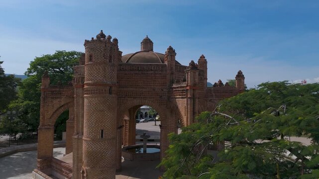 Mudejar fountain and historic portals in Chiapa de Corzo Chiapas, Mexico.