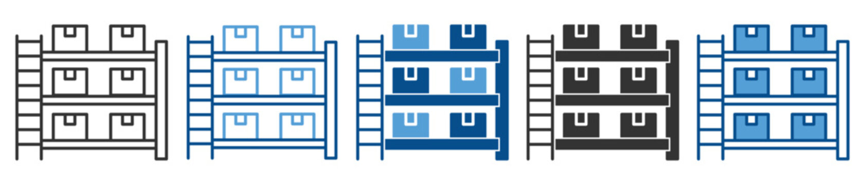 Storage rack icon set multiple style collection