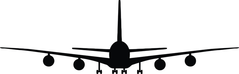Rear view silhouette of passenger airplane isolated on white © iankmuin