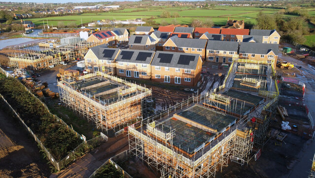 Aerial view of a new housing estate being built