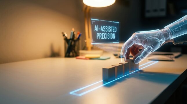 Person's hand delicately touching a wooden block with precise attention to detail and focus on the interaction