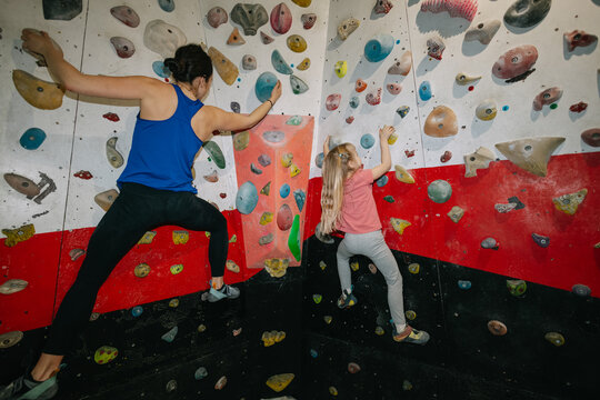 Mother and daughter Rock Climbing