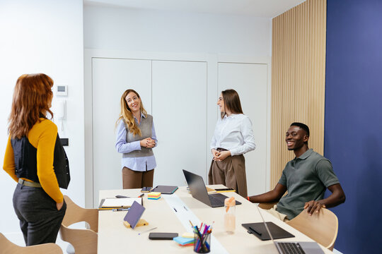 Multiethnic business team collaborating during an office meeting
