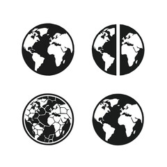 Obraz premium Four different views of the world globe in black and white