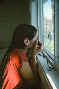 Girl Plucking Eyebrows 