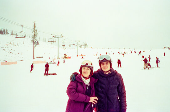 Mother and Son at a Ski Resort