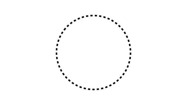 Dotted circle forming on white background motion graphic.
